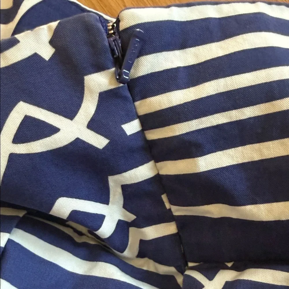 Maeve Anthropologie Skirt Blue White Patterned A-Line Size 6 Cotton